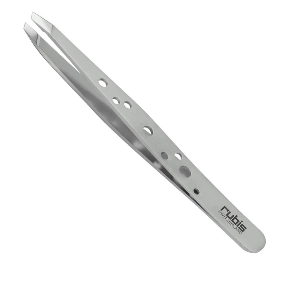 Rubis Hole Pattern Classic Stainless Steel Slanted Tweezers For Eyebrow NEW - Picture 2 of 12